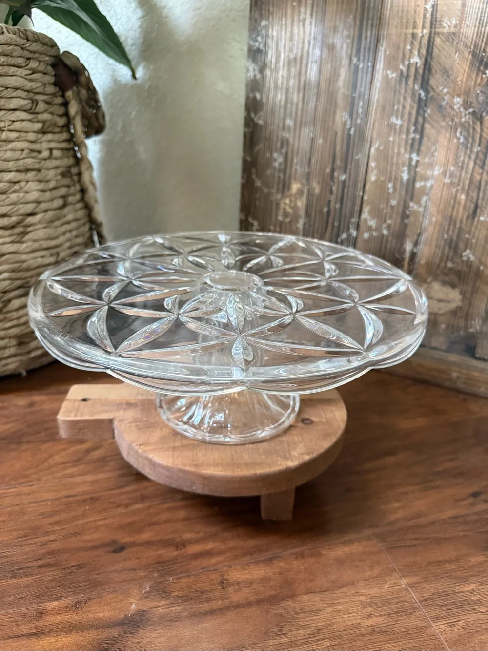 Lenox Shooting Star Clear Crystal Cake Stand 11”